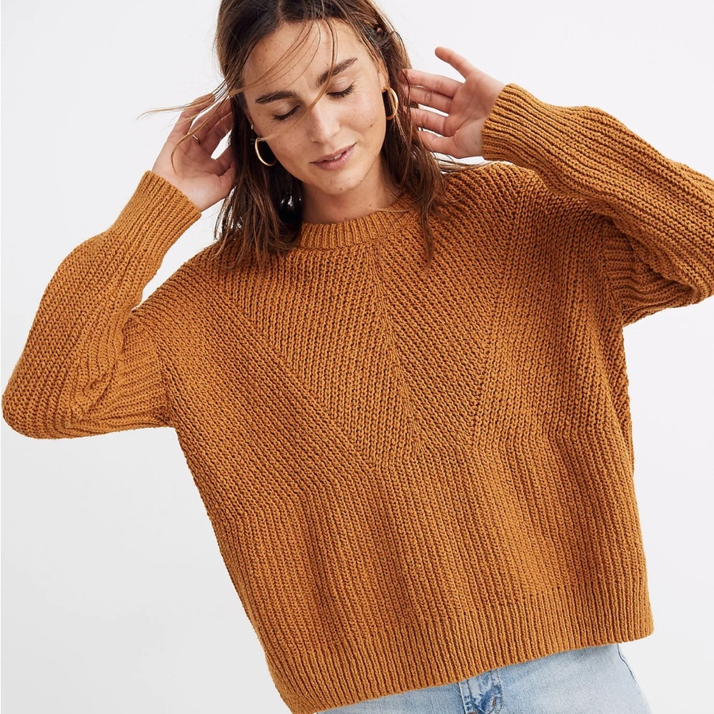 Madewell Joslin Pullover Sweater in Golden Harvest Brown Orange